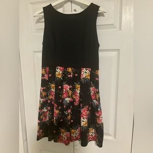 Dress with black top and floral bottom